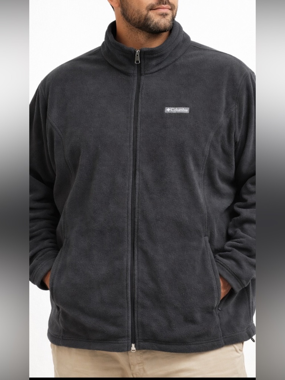 Columbia 3X Fleece Jacket Mens 3XL Gray Full Zip Heavyweight Outdoor